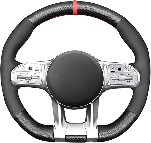 MEWANT Fundas personalizadas para volante de automóvil de fibra de carbono y gamuza cosidas a mano para Mercedes-Benz AMG CLA CLS GLC GLE GLB S E