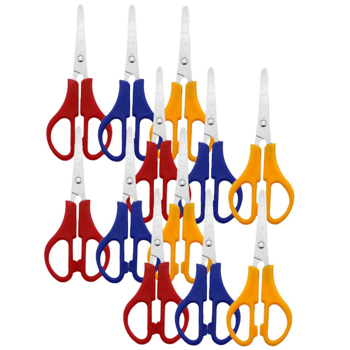 Housoutil 36 Pièces Ciseaux Ronds pour Étudiants Ciseaux Multifonctions de Bureau et Diy avec Échelle Accessoires de Couture et Couleurs Aléatoires Couleur Aléatoire