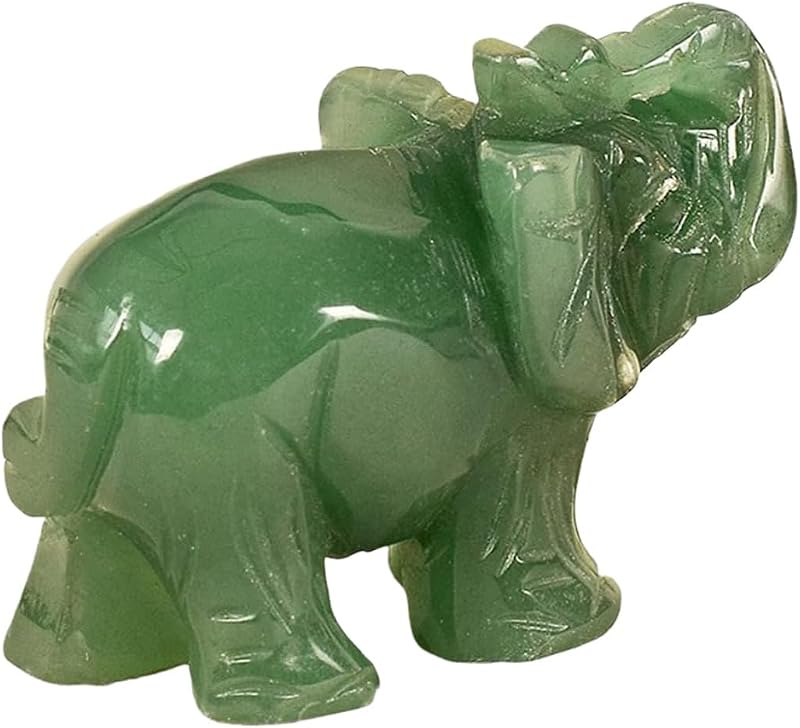 Elephant Ornament, Elephant Statue, Jade Stone Handcraft Natural Green Jade Stone Elephant Statue Decor Toys in Hand Home Décor Accents Sculptures (Green)