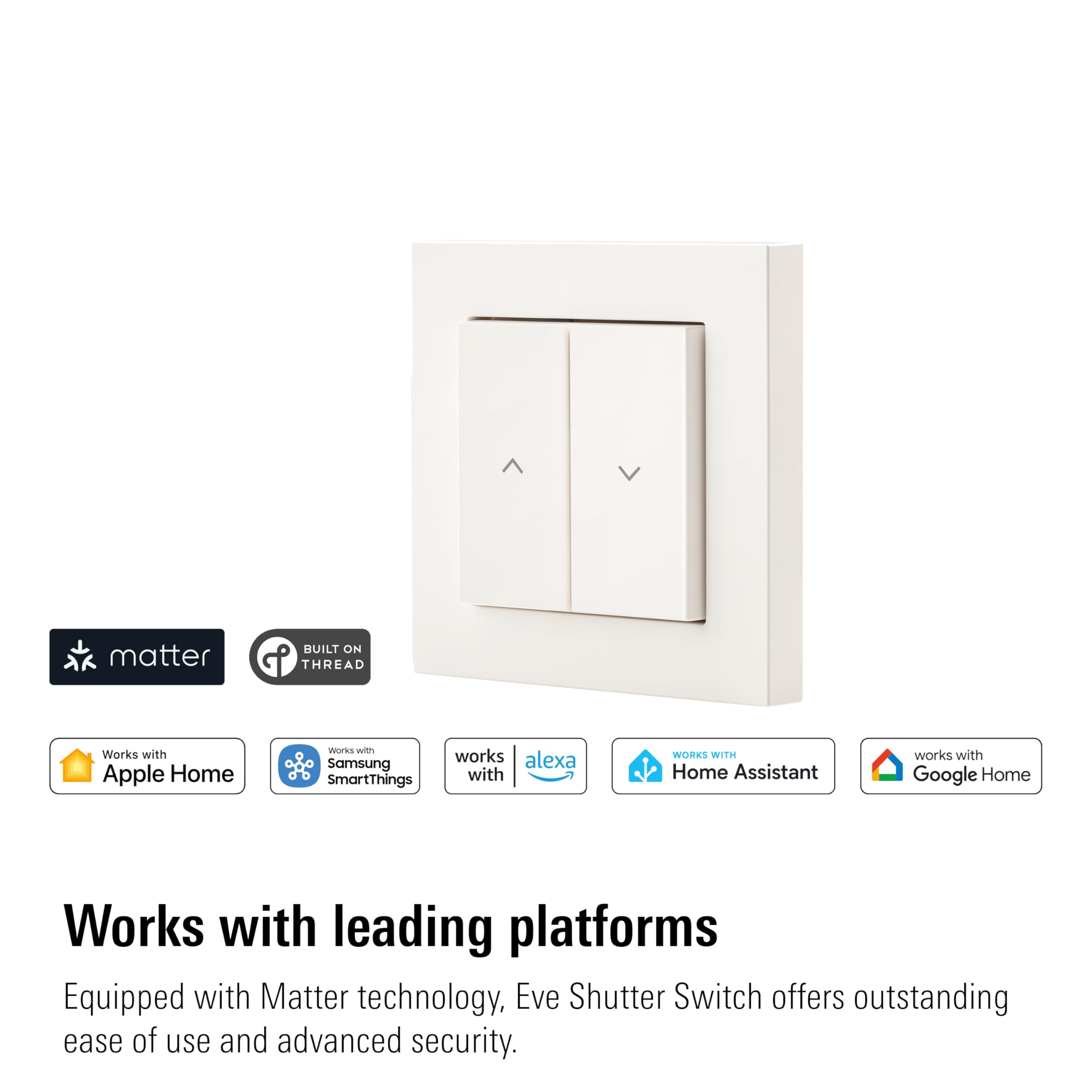 Eve Shutter Switch (Matter) – Regolatore intelligente per tapparelle, per l'app Casa di Apple/Alexa/Google Home/SmartThings/Home Assistant; Thread, richiede un Thread Border Router e un conduttore