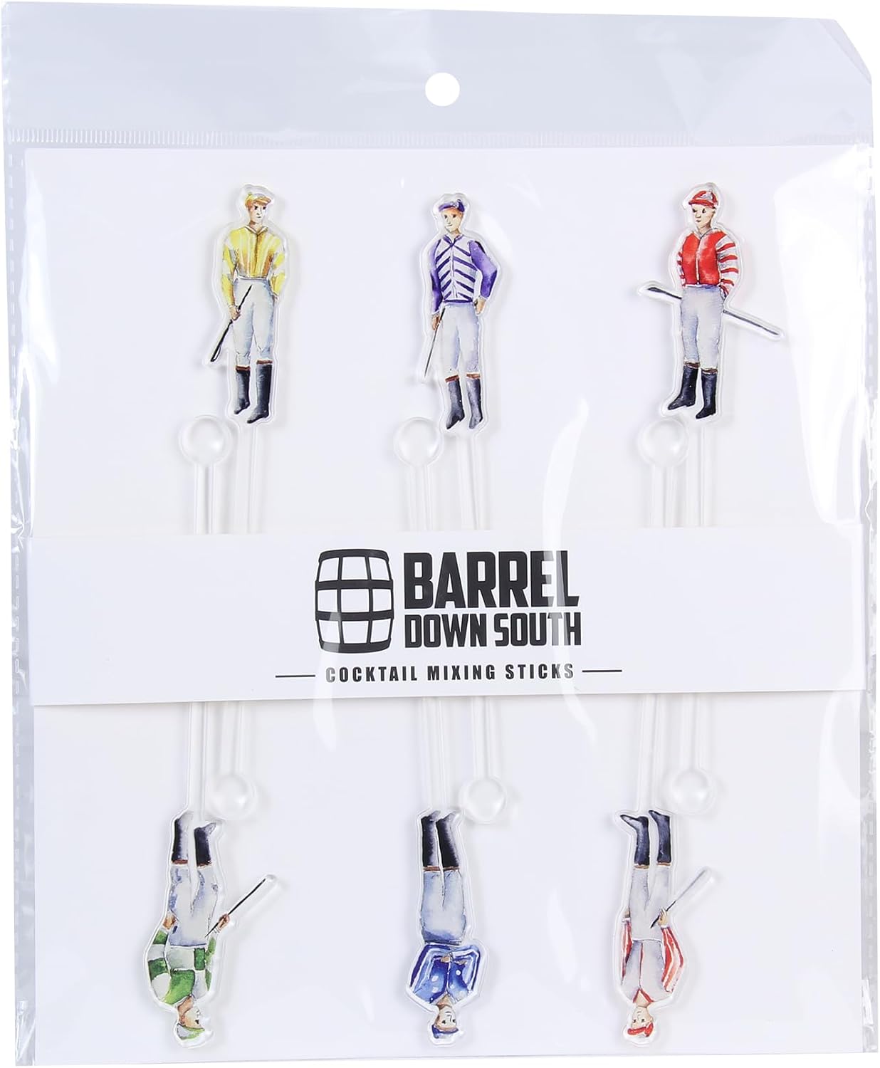 Derby Party Cocktail Stirrer Swizzle Sticks - Horse Racing Decor - Kentucky Hostess Gift - Acrylic Drink Marker - Derby Day Decorations (Multi Color Jockeys)
