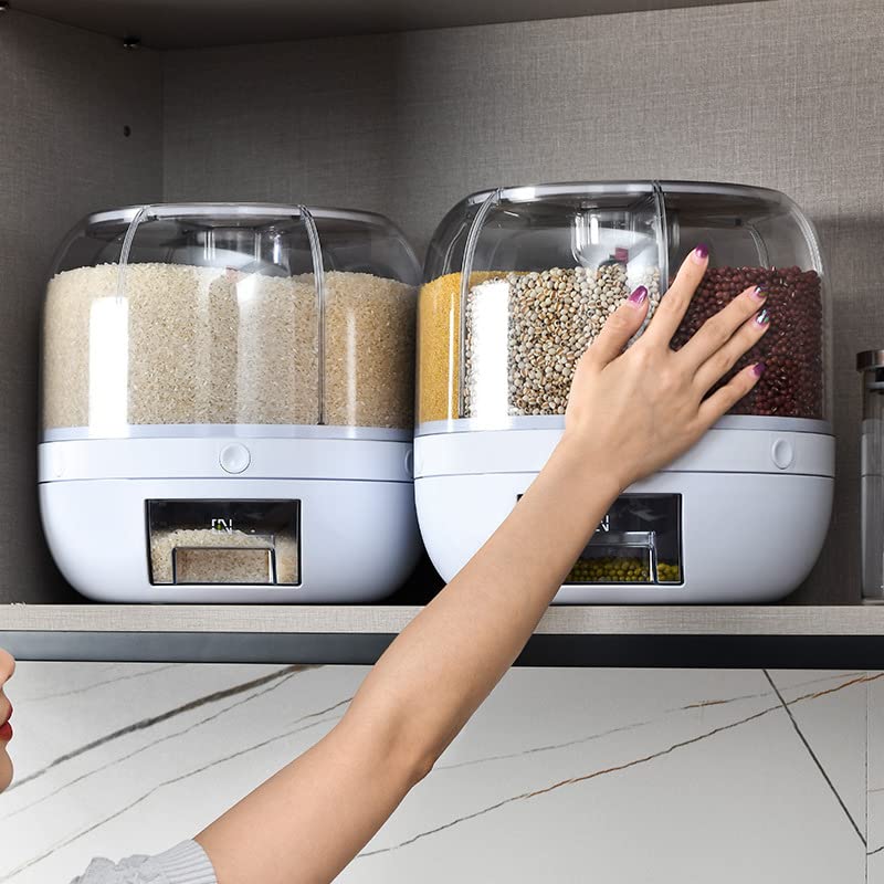 Amazon｜6グリッドラウンドライスディスペンサー360°回転回転可能食品