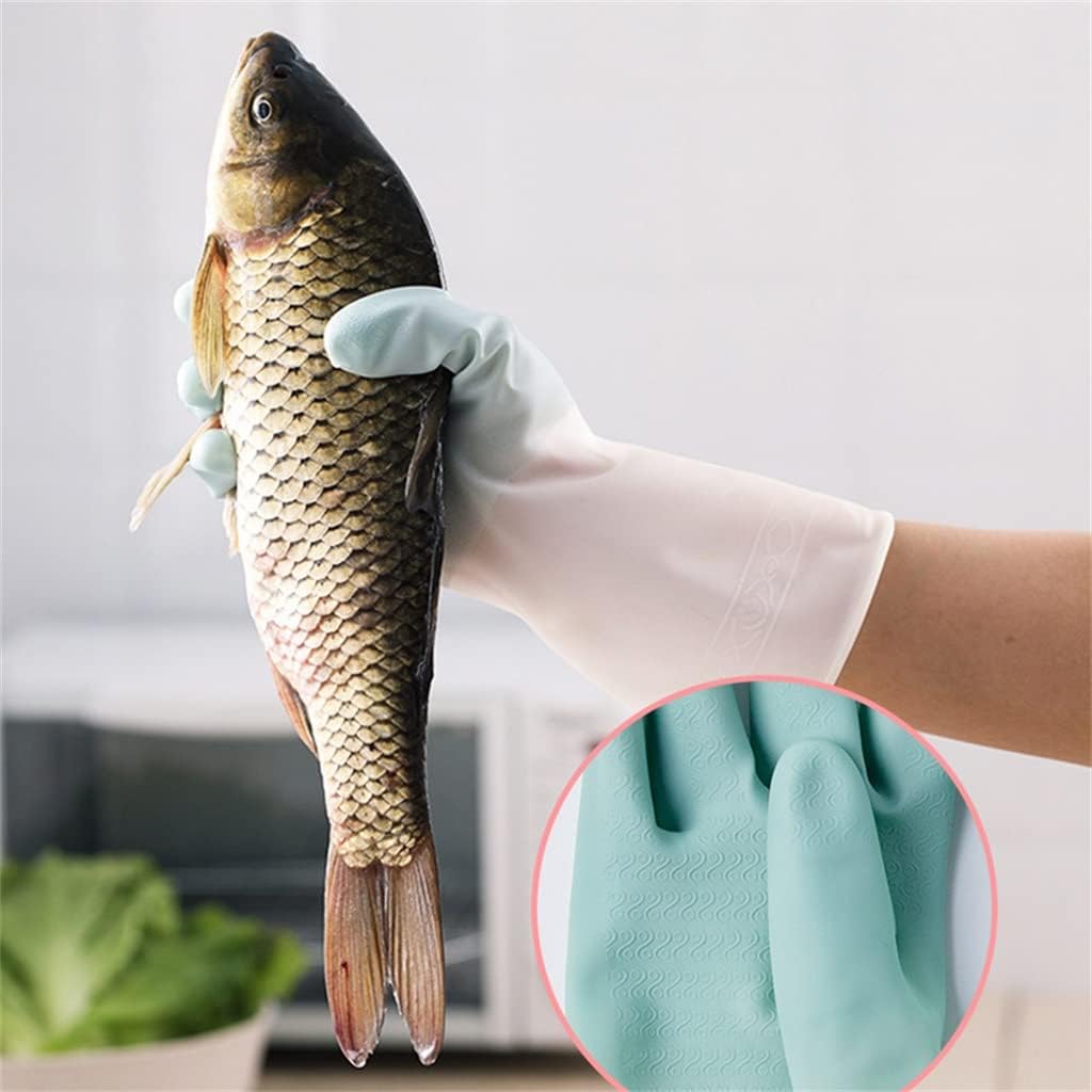 1Pair Lengthen Cleaning Gloves Dishwashing Scrubber Dish Washing Sponge Rubber Tools