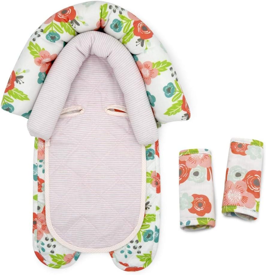 Goldbug Floral Duo Car Seat Head Support and Strap Set