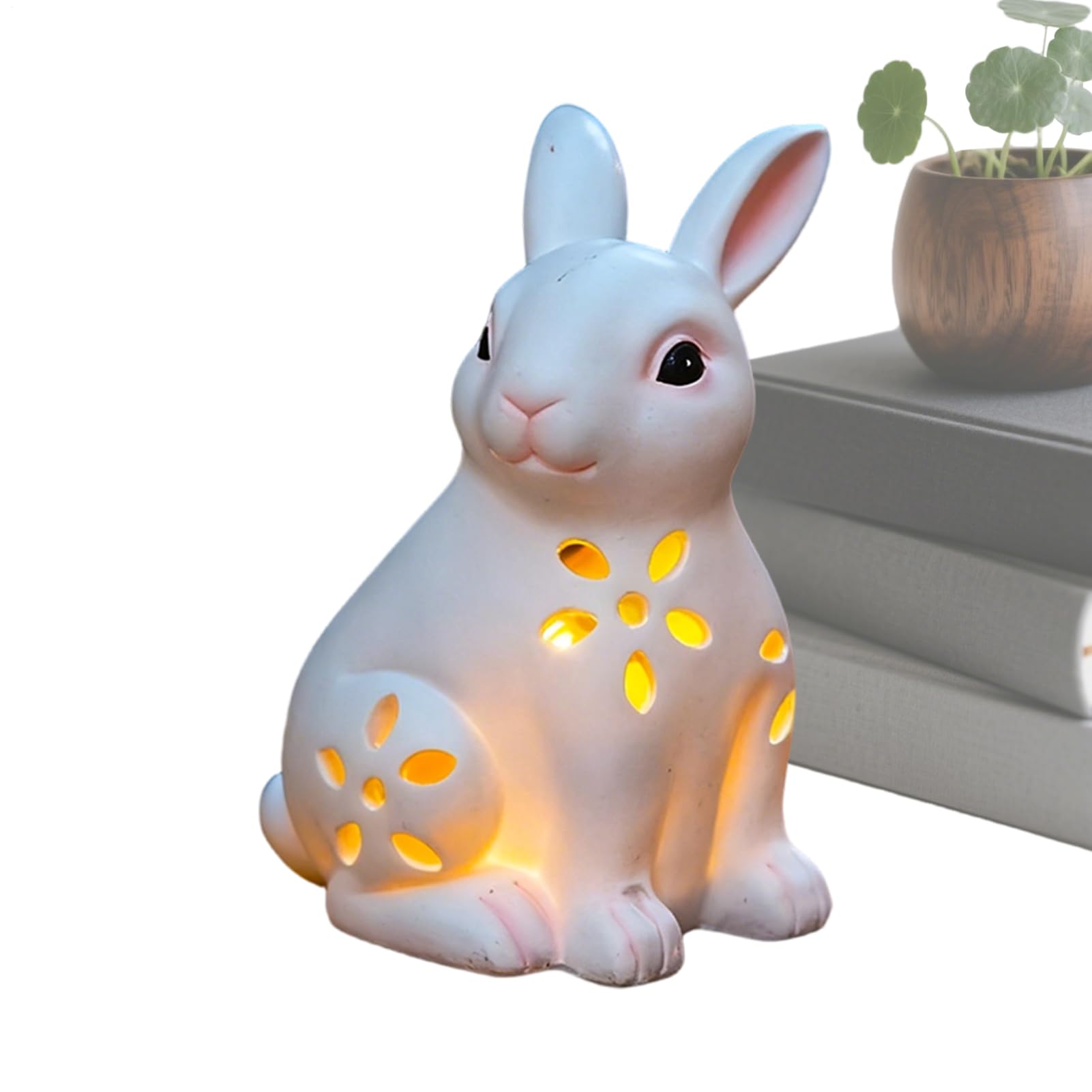 Statue de Jardin Lapin Solaire en Résine pour Décoration Extérieure