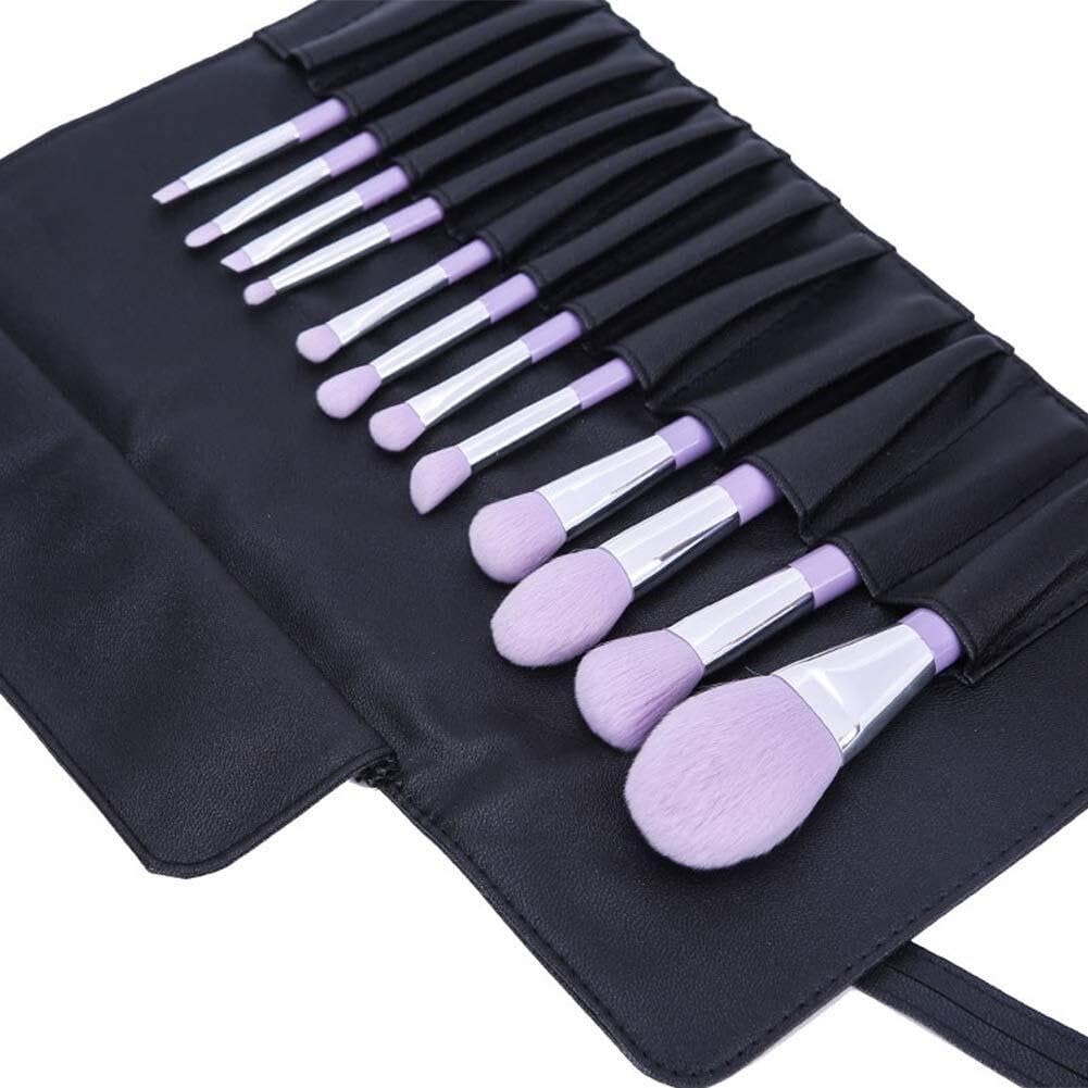 Juego De 12 Brochas De Maquillaje Sintéticas, para Corrector, Base, Sombra De Ojos Y Maquillaje con Mango Cónico,