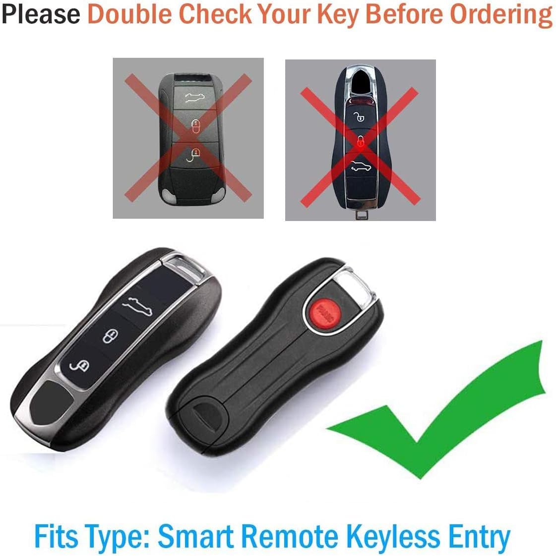 SANRILY Metal & Leather 3 Button Smart Key Fob Cover Case Fit for Porsche Cayenne 2020-2025 Macan Panamera 718 911 Taycan Key Fob Shell Keyless with Keychain Red - Image 2