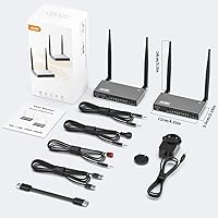 Vista 7 de TIMBOOTECH Transmisor y receptor HDMI inalámbrico de 820 pies, hasta 8 receptores, KVM, control remoto IR, salida de bucle, extensor inalámbrico
