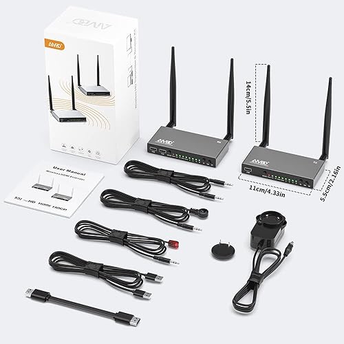 Miniatura 7 de TIMBOOTECH Transmisor y receptor HDMI inalámbrico de 820 pies, hasta 8 receptores, KVM, control remoto IR, salida de bucle, extensor inalámbrico