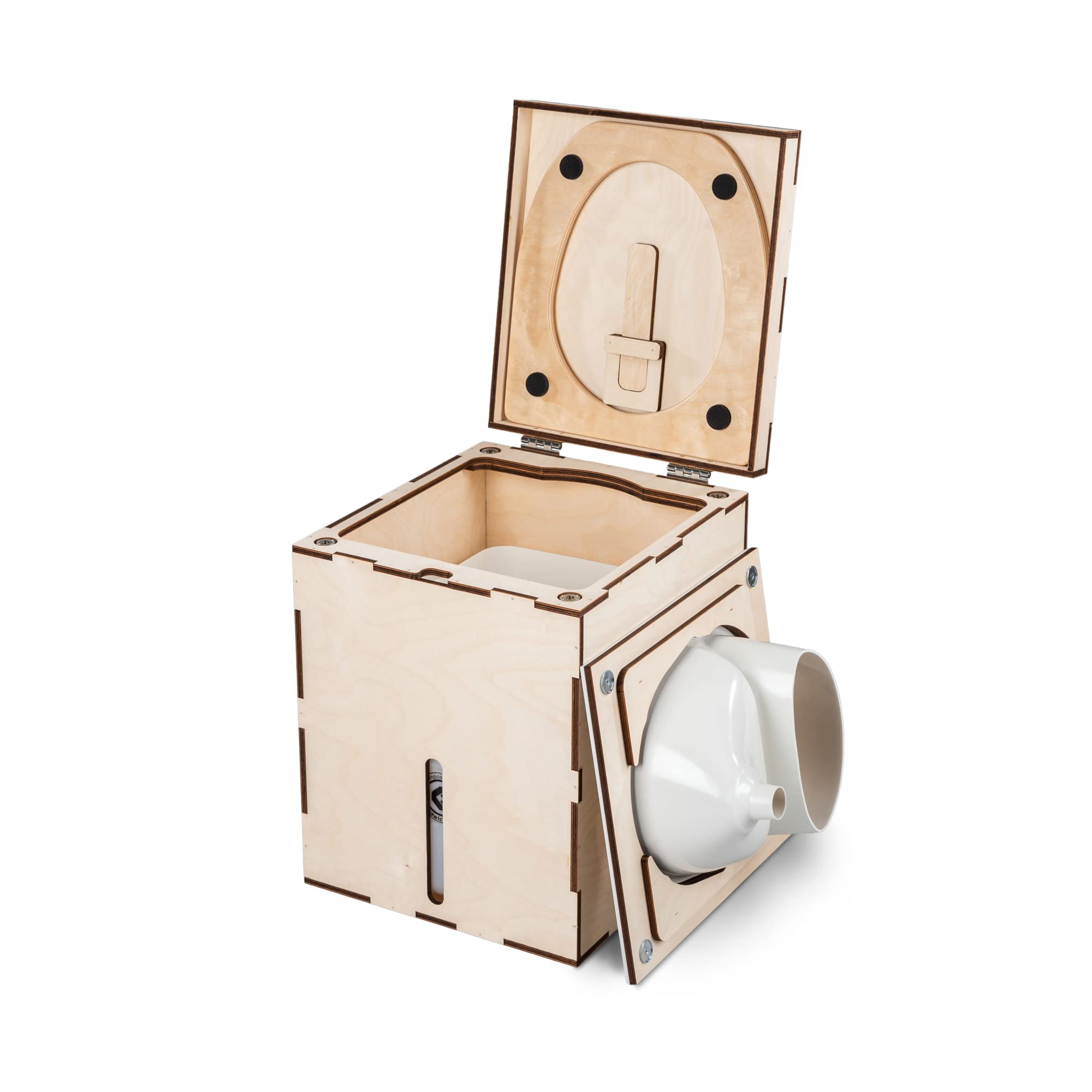 Kildwick MiniLoo Bausatz Trockentrenntoilette weiß - Kompakte Campingtoilette für Camper, Tiny House, Garten, Boot, 9,5L Kanister, Magnetklobrille, Holzgehäuse, DIY-Komposttoilette