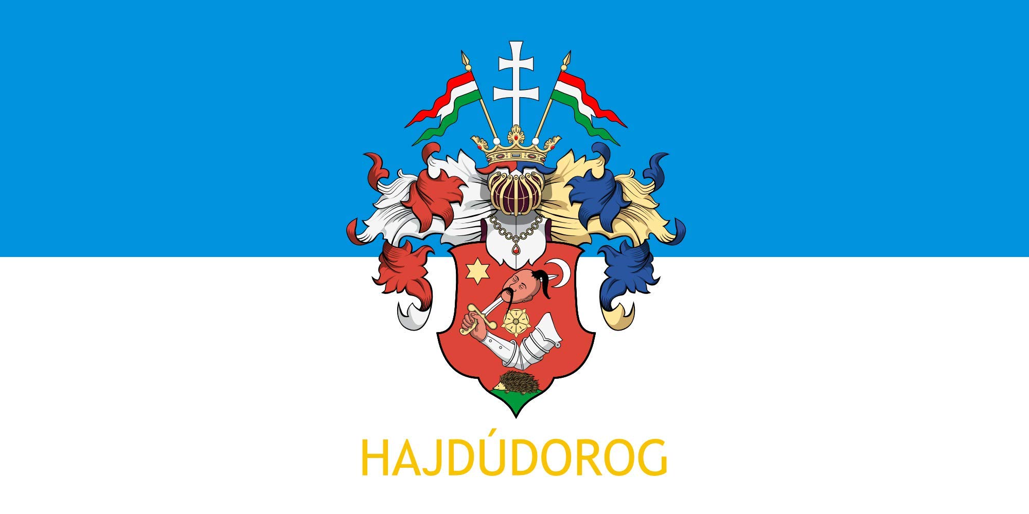 Drapeau Hajdúdorog grand format paysage pavillon extérieur 1,35m² de haute qualité