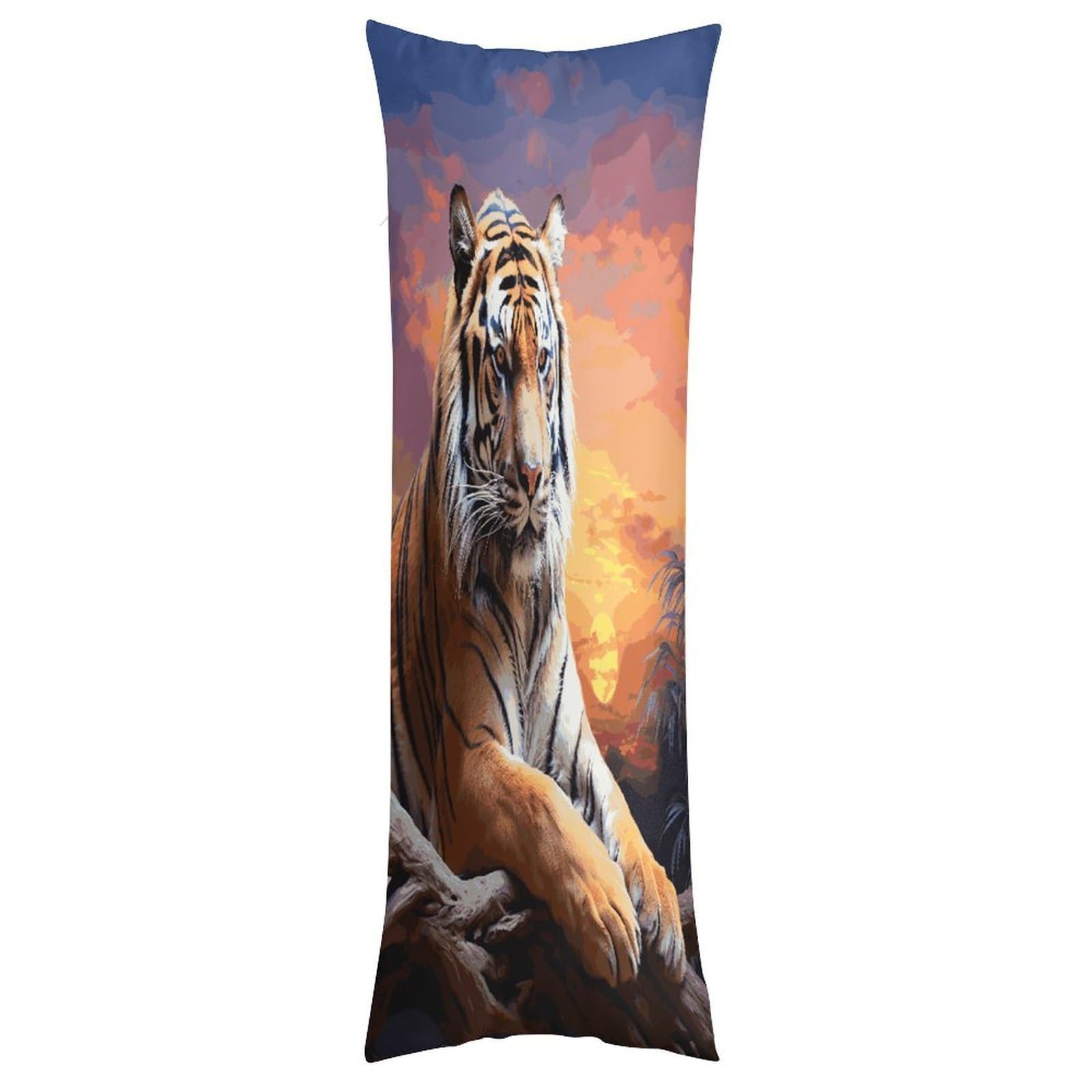 LDGSUPH Tiger Colorful Sunset Pillow Cases Soft Pillowcase with Invisible Zipper Wrinkle Resistant Pillow Covers Breathable Removable Pillow Protector for Bed Sofa Car 20"x54"