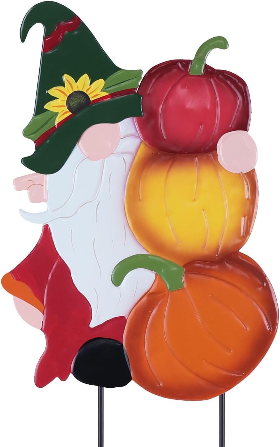 YEAHOME Fall Decorations Outdoor, Metal Gnome with Stacked Pumpkin Decorative Garden Stakes for Fall Decor, Autumn Yard Signs for Home Outside Garden Lawn Porch, Thanksgiving Decorations Outdoor