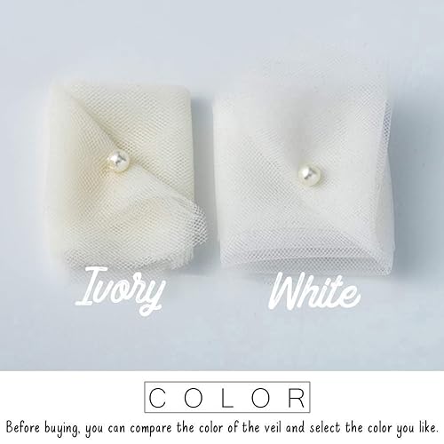 Miniatura 2 de Unsutuo Diadema de novia con velo de novia, velo de tul para novia, velo de tul con diadema para mujeres y niñas (marfil)