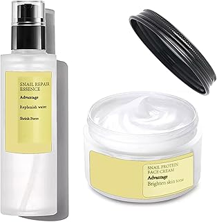 Schneckenmucin-Feuchtigkeitspflege + Gesichtsserum - Gesichtsfeuchtigkeitscreme Frauen - Schneckenschleim Essenz für Hautpflege Set - Anti Falten Gesichtscreme Serum Verbesserung der Hautelastizität