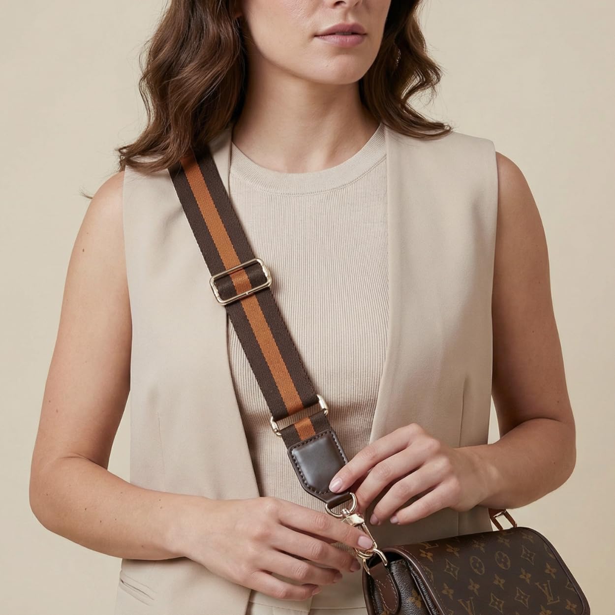 Wide Purse Strap Crossbody Replacement Strap for Handbags Adjustable Brown Leather Purse Strap