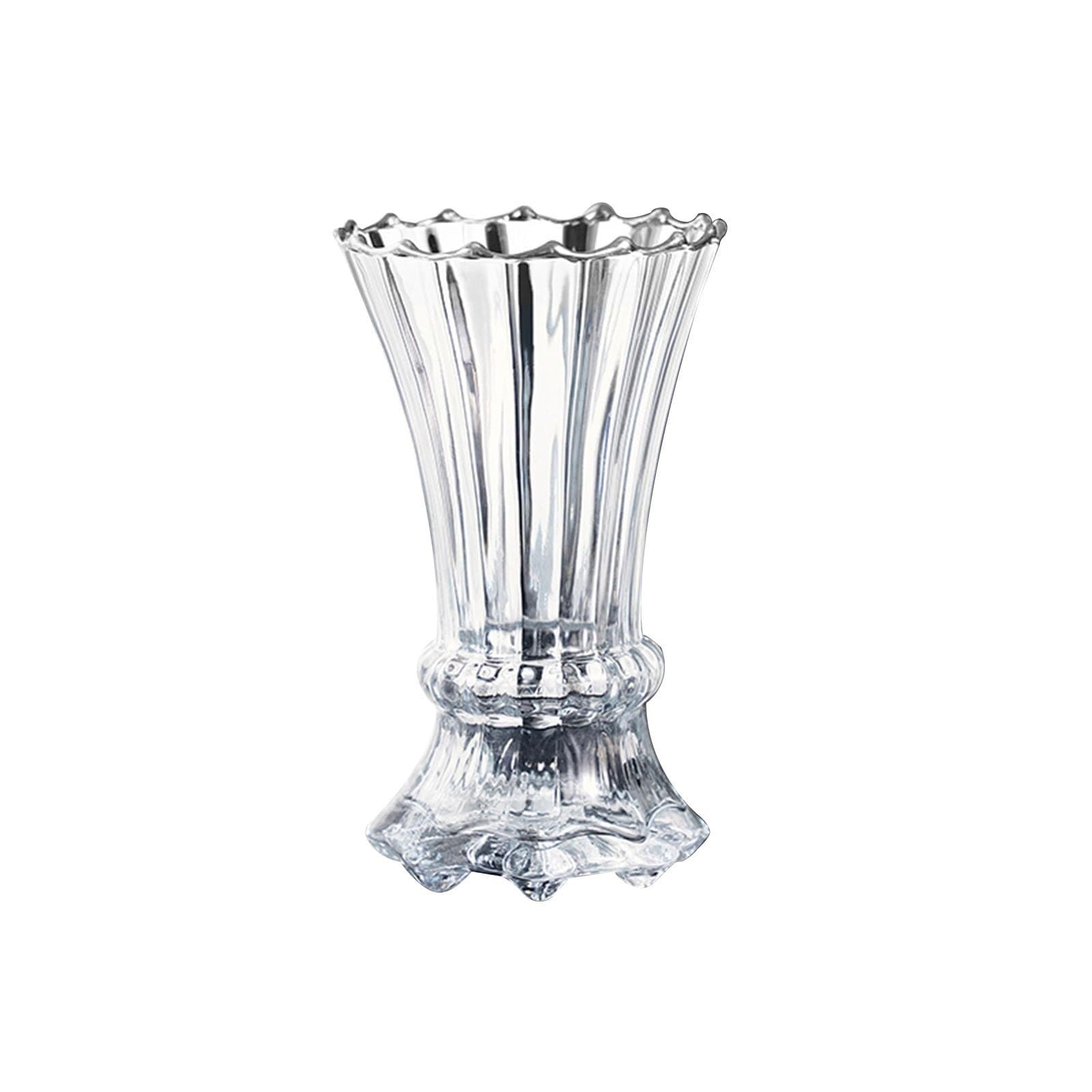 Entryway Decor Glass Vase for Flowers Home Decor for Dining Table Center Decoration Unique House Gifts(Transparent a)