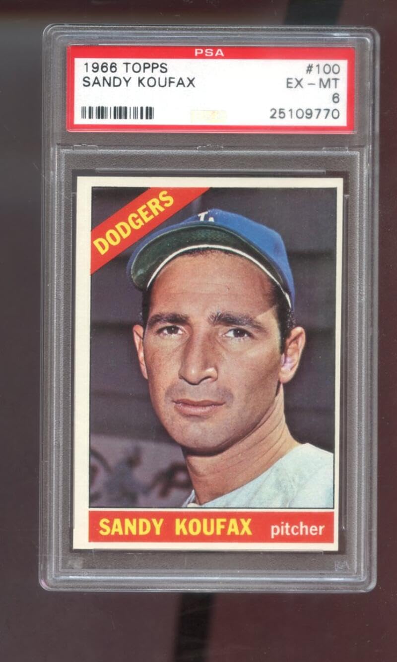 50〜60's ビンテージ　ヌバックレザー❗️ユニオンチケット❗️ Amazon.com: 1966 Topps #100 Sandy Koufax Los Angeles Dodgers PSA 6