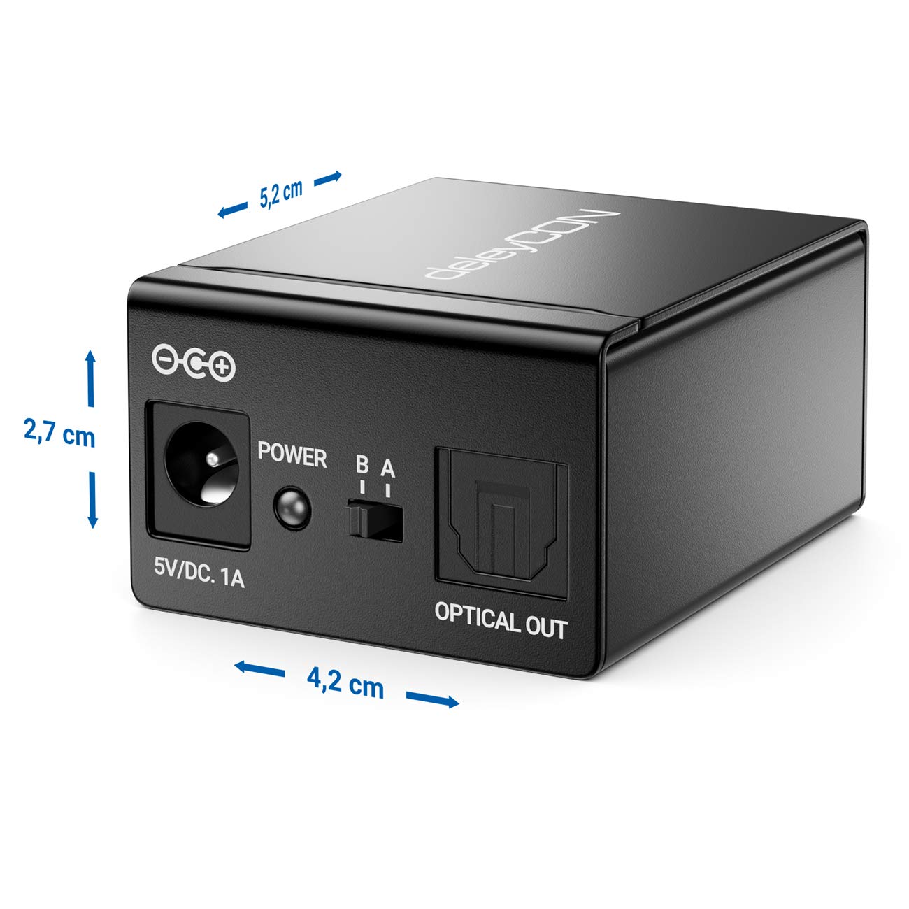 deleyCON Toslink 2x1 Switch SPDIF Audio Manual Switch Splitter (2X in / 1x Out) Optical TOSLINK - Metal