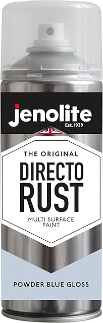 JENOLITE Directorust Powder Blue Gloss - Multi Surface Spray Paint - For Use On Wood, Metal, Plastic, Ceramic & Rusted Surfaces - 400ml