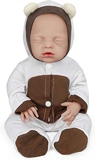 18 inch Eye Closed Full Silicone Baby Doll,Not Vinyl Dolls,Sleeping Lifelike Reborn Baby Doll,Realistic Newborn Real Baby Doll - Girl