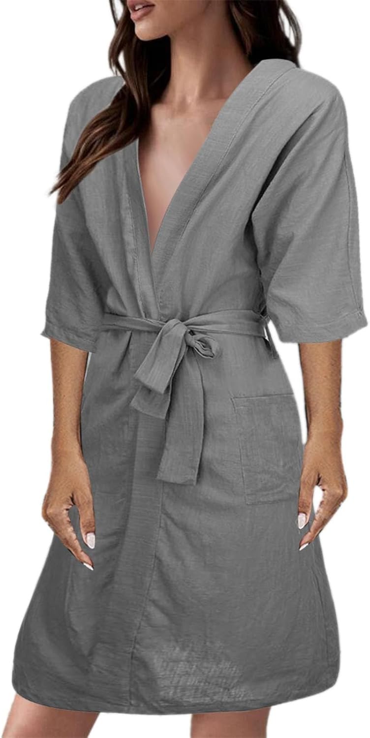 Pajamas For Women Summer Funny Designed Fit And Flare Funny Stripper Outfit Solid Linen Robe Spa Robes