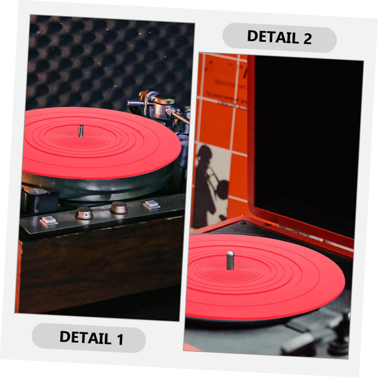 BESPORTBLE 2 Pezzi Tappetini Antistatici in Silicone Rosso per Giradischi Vinile, Protezione Dischi e Stabilità Durante L'ascolto Dj