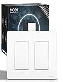 Zigbee 3 Way Double Light Switch, 2 Gang Smart Wall Switches Single Pole, Require Neutral Wire, Support Remote Control, Compatible with Alexa/Google Assistant