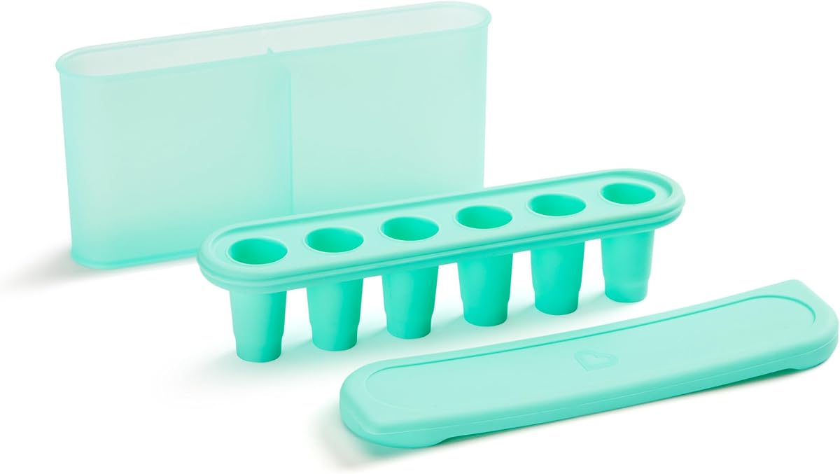 Munchkin® Silicone Baby Food Freezer Tray with Lid - Baby Popsicle Molds for Breastmilk, Fruit, and Veggie Purees, Mint