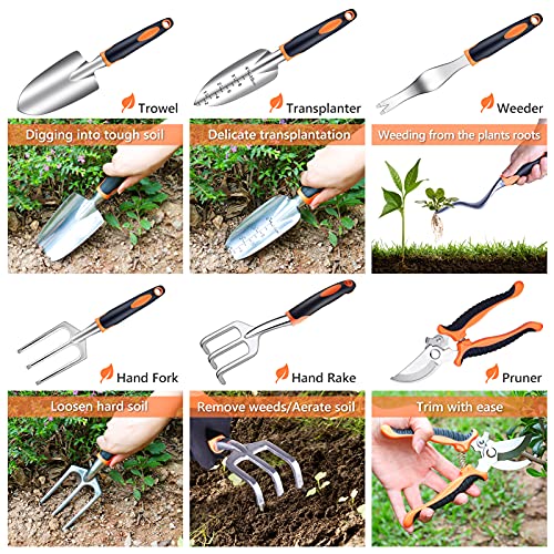 Garden Tools Set, 52Pcs Gardening Succulent Tools Kit Heavy Duty Aluminum Gardening Hand Tools Garden Tool Includes Knee Pads Water Bag Garden Shovel Gloves Gardening Supplies Gifts for Women Men - Thumbnail 3