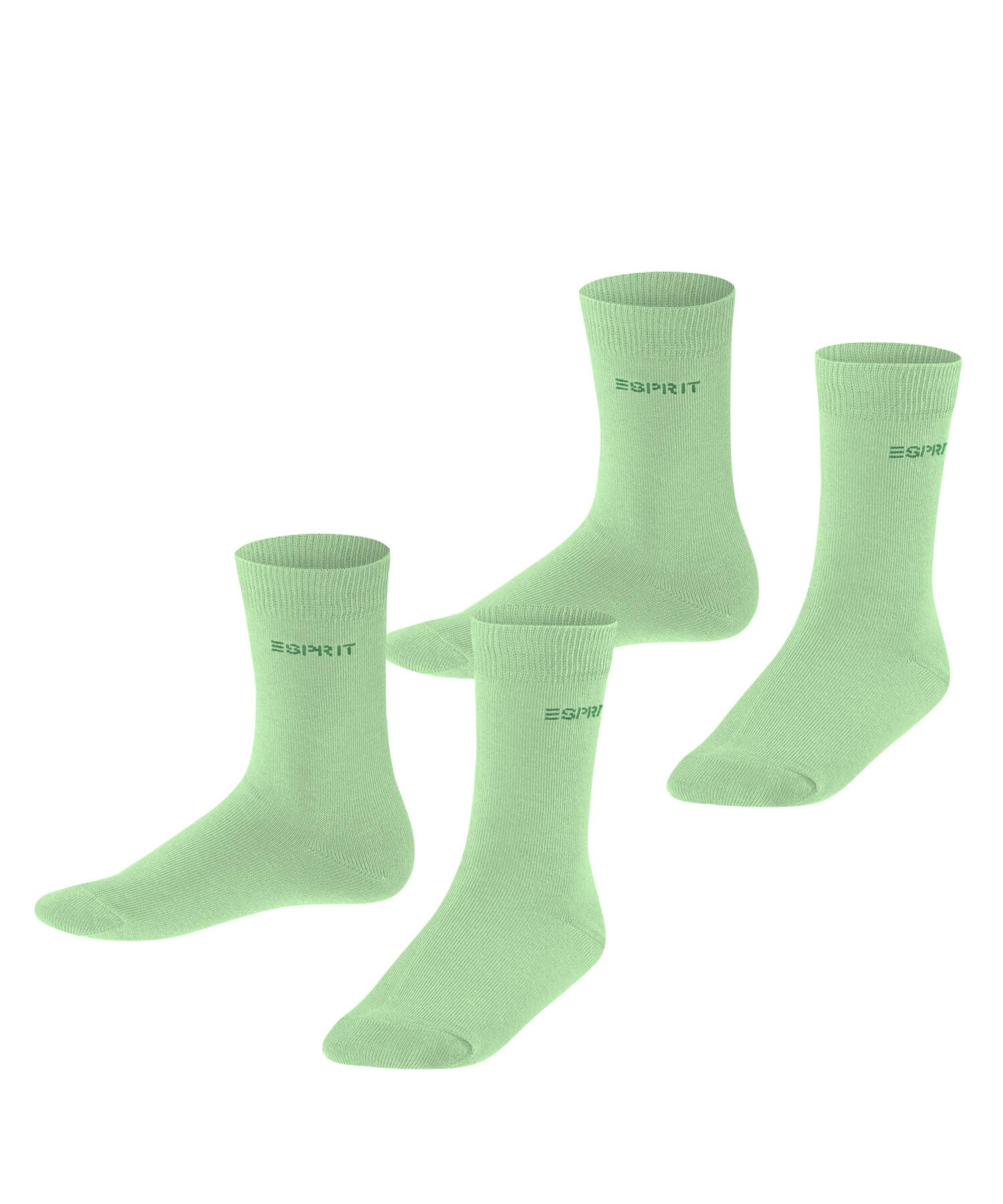 ESPRIT Uniseks - dzieci Skarpety Foot Logo Multipack K So Bawełna jednokolorowe 2 Pak, Zielony After Eight 7134, 31-34