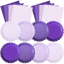 120 Pcs Purple Paper Plates and Napkins Party Supplies Bulk Disposable 7 Inch Scalloped Plates Cocktail Napkins for Wedding Bridal Baby Shower Birthday Decorations, Serve 60 Purple Series
