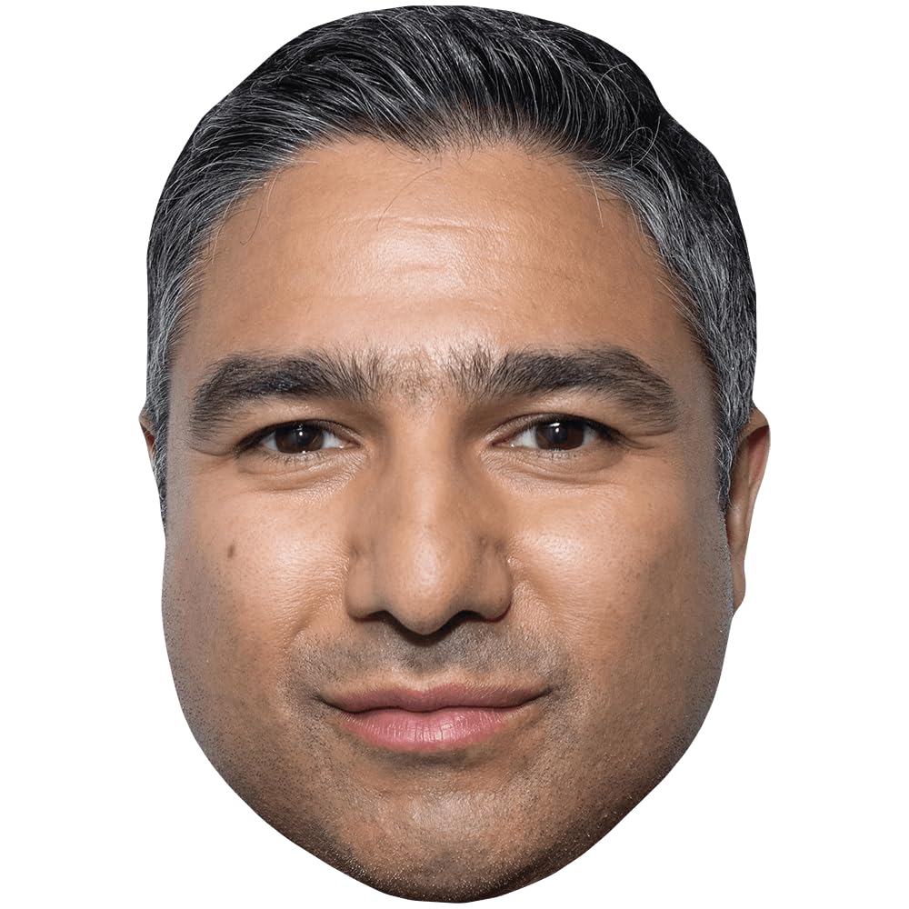Nick Mohammed (Grey) Celebrity Mask, Flat Card Face, Fancy Dress Mask