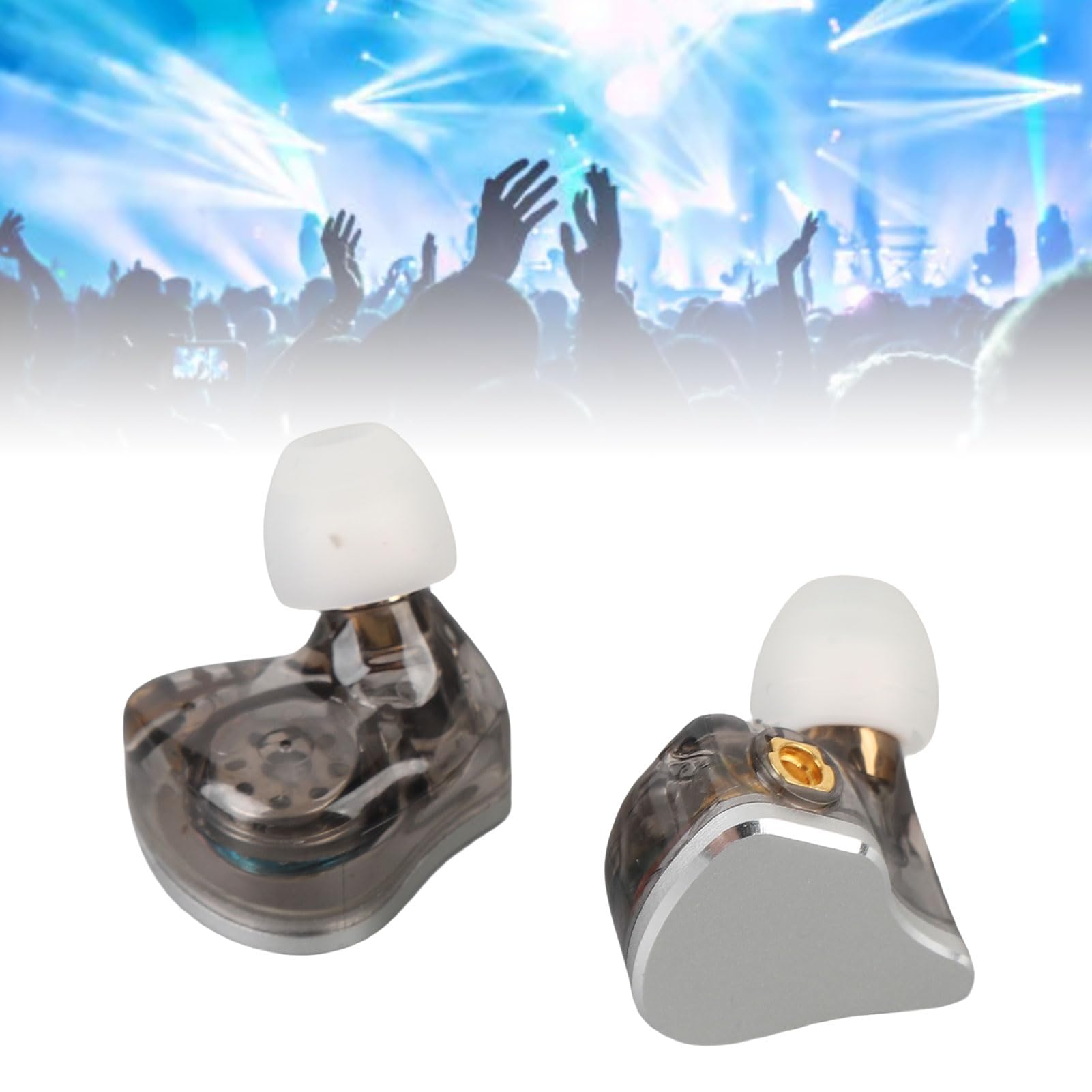 Topiky Auriculares de Juego IEM con Micrófono, Auriculares en Monitor de Oído, de Cancelación de Ruido de Alta Resolución IEM con Cable Desmontable para Músicos Cantantes (Silver)