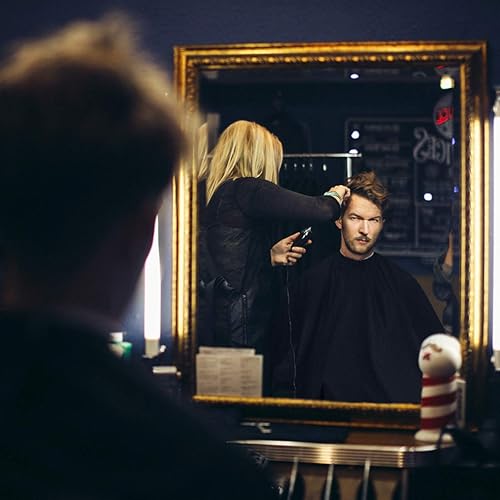 Miniatura 4 de Frcolor - Delantal de peluquería profesional con cierre a presión, para peluquería o peluquería, color negro, cepillo para plumero de cuello