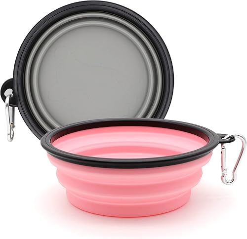 Paquete de 2 cuencos medianos de viaje para perros, cuencos plegables para agua para gatos, plato portátil para alimentación de mascotas, plato de
