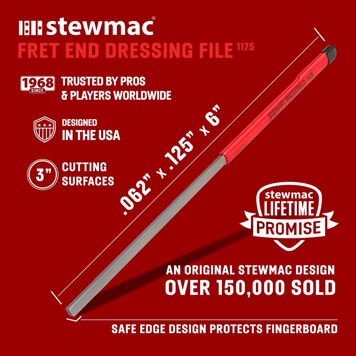 StewMac Rough Fret Smooth + Shine Set, Guitar Fret End Dressing And Polishing Kit for Guitar Maintenance (5087)