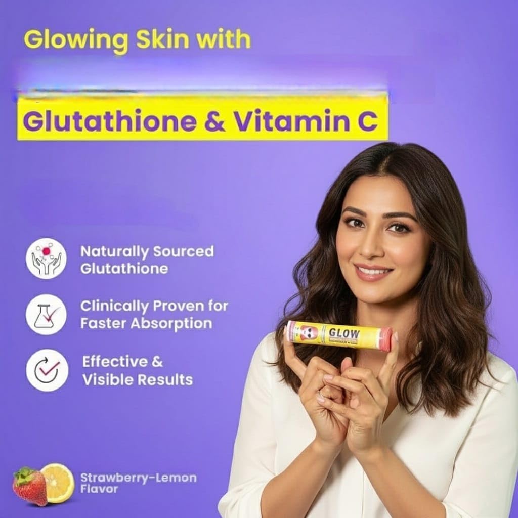 Glow Glutathione & VIT. C Skin & Radiance Strawberry-Lemon Flavour 10 effervescent Tablets