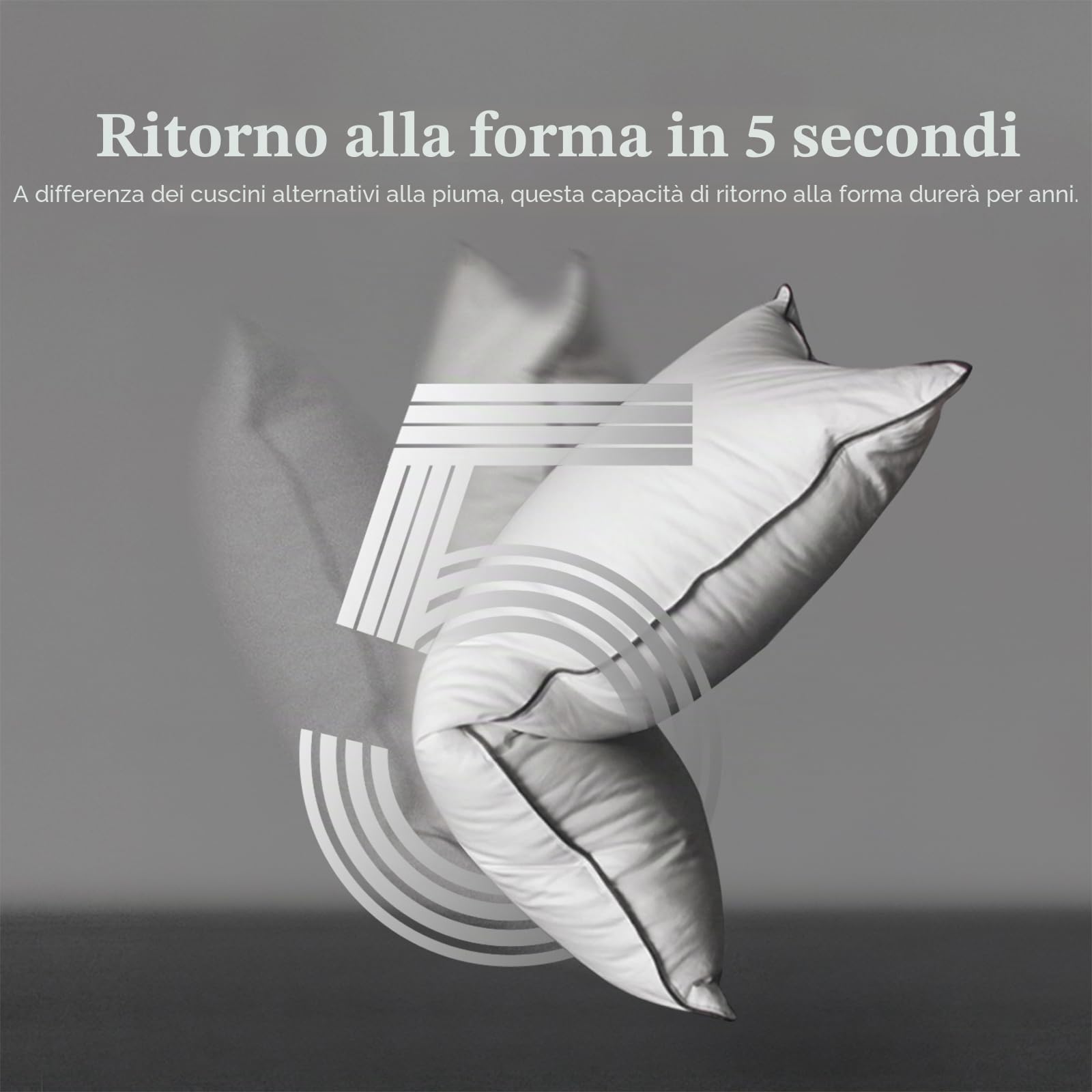 DWR Luxury Cuscino in Piuma d'oca,Piume d'Oca Bianche Naturali，Morbido Cuscino Letto,Copertura in cotone organico Set di 2,40x80cm