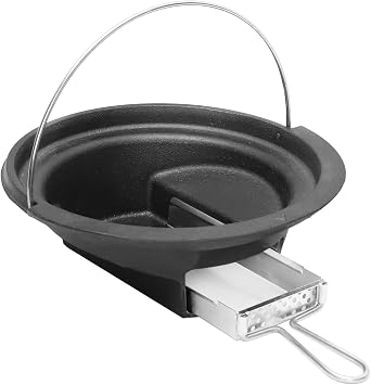 2 in 1 Cast Iron Ash Can Compatible with Large Big Green Egg,With Stainless Steel Slid Out Ash Drawer Remove Ash Easier,Ash Can with Foldable Handle Can Use With Fire Grate
