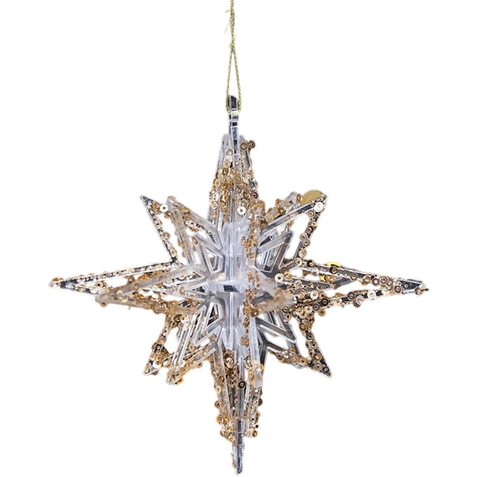 Lerpwige Clear Glitters Acrylic Christmas Ornament Deer Snowflake Holiday Tree Decors Shatterproof Portable Party Decoration Glittering Snowflake Reindeers Ornament