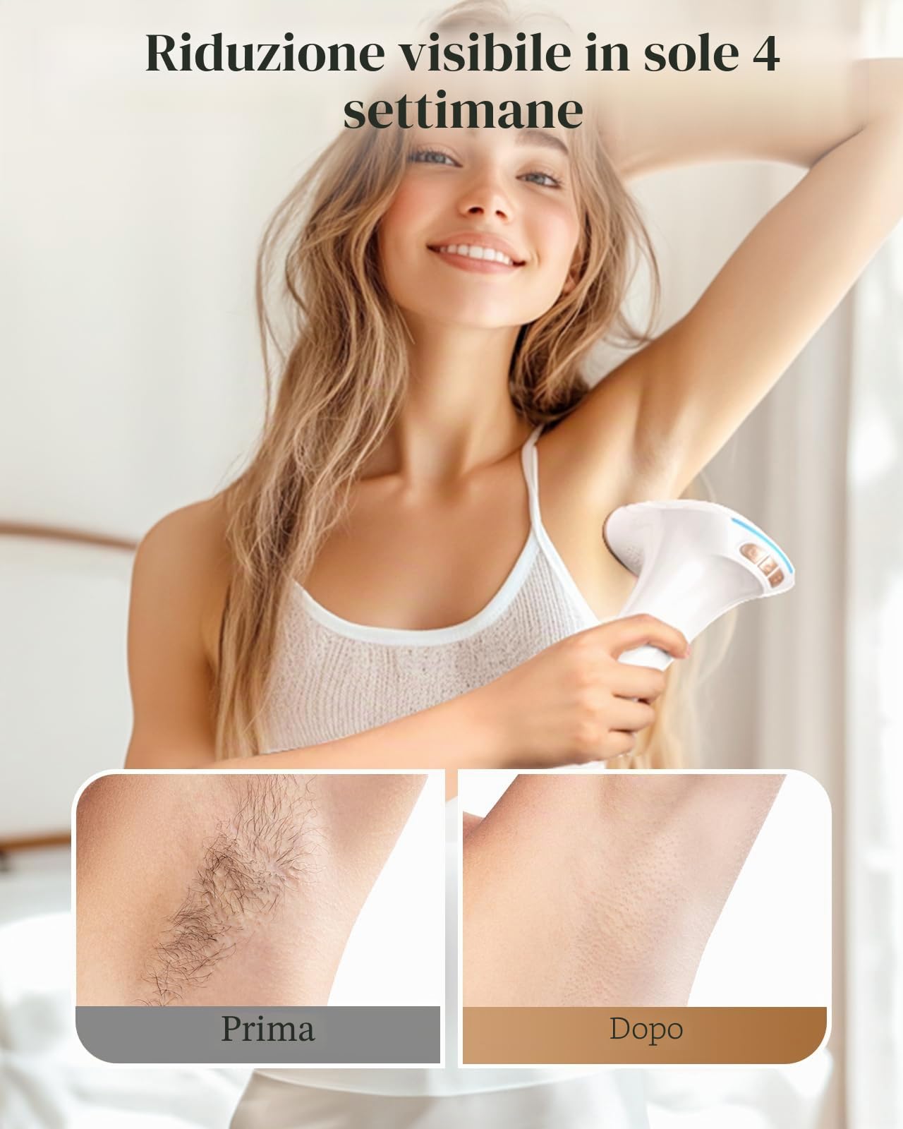 IPL Epilatore Luce Pulsata con 9 Livelli di Energia & 3 Funzioni HR/SC/RA, 999.999 Impulsi di Luce Laser per Uomini, Donne, Viso, Ascelle, Gambe, Corpo