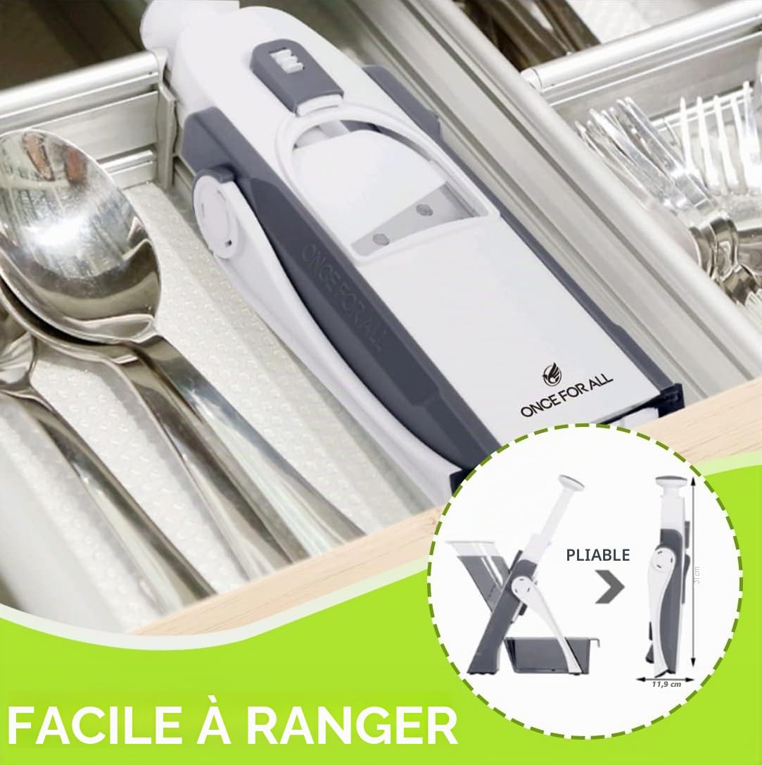 ONCE FOR ALL Mandoline de Cuisine Manuelle Multifonction | Tous Coupe Légumes Lame en acier inoxydable, Julienne, Cubes, Fcoupe Patate Frite carotte, tomate
