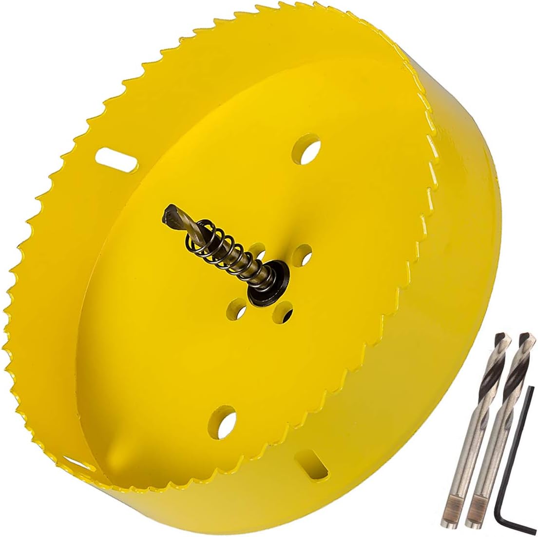 Eliseo 6 inch 152 mm Hole Saw Blade for Cornhole Boards/Corn Hole Drilling Cutter & Hex Shank Drill Bit Arbor Cornhole Game/Carbon Steel & BI-Metal Heavy Duty Steel (Yellow)
