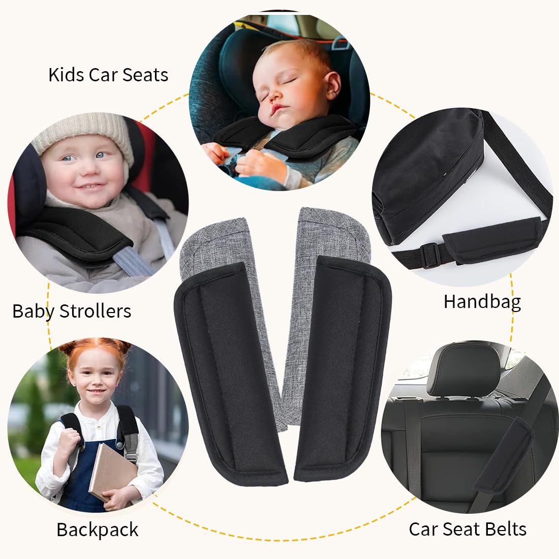 2 Pezzi Cintura Di Sicurezza Per Bambini Per cintura sicurezza auto Passeggino Auto Bambini Neonato Universale, Adatti Per Passeggino E Auto, Supporto Universale Per La Testa E Il Collo Del