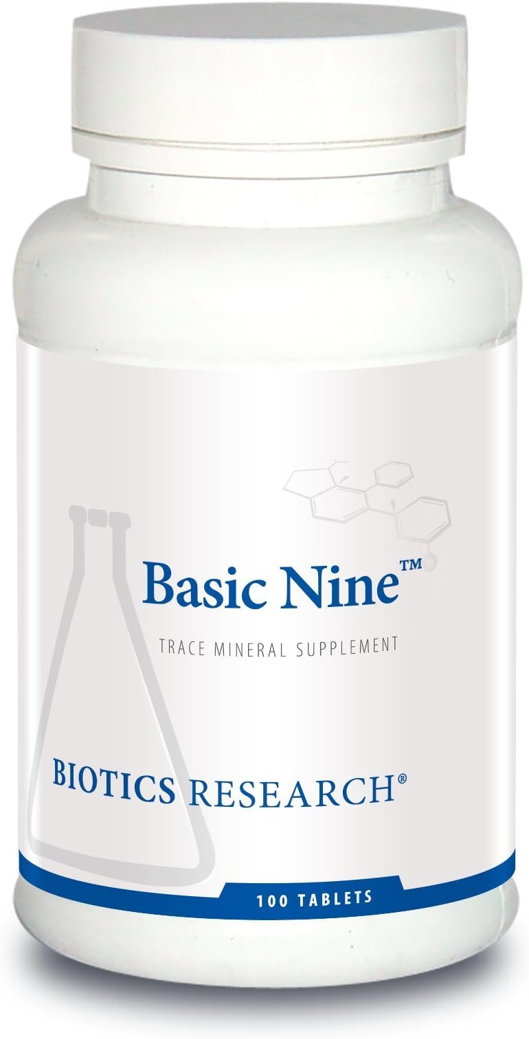Biotics Research Basic Nine Whole Food Sourced Rare Trace Minerals, Phytochemically Bound, Includes Antioxidants SOD and Catalase, 100 Tablets