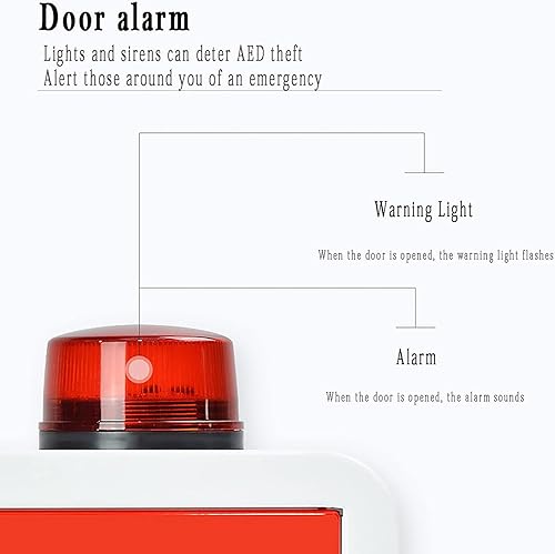 Miniatura 7 de Armario AED, gabinete de almacenamiento de desfibrilador de primeros auxilios montado en la pared con sistema de alarma y control de acceso