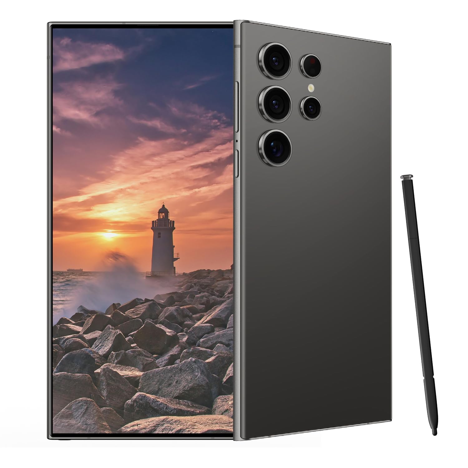 C24 Ultra Unlocked Cell Phones Smartphone Android 13 Phones 8+256GB/6.8" HD Screen/Dual SIM/108MP+48MP Camera/6800 mAh/Built-in Pen (Black)