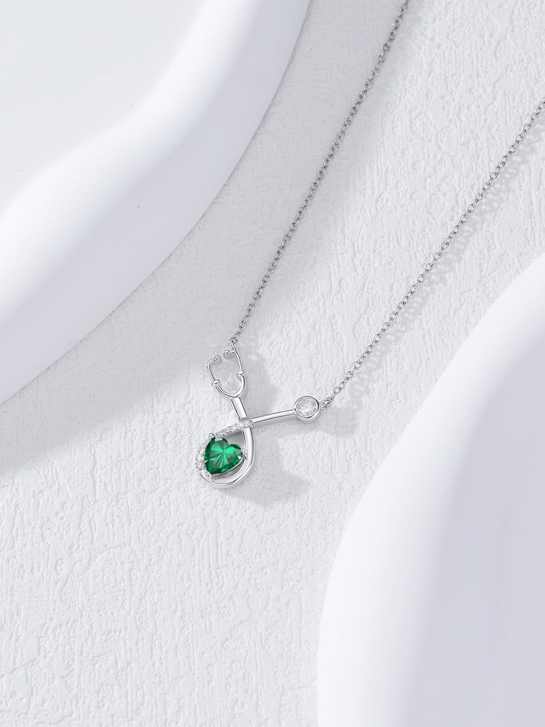 Seiyang Stethoscope Necklace 925 Sterling Silver Nurse necklace with 12 Months Birthstone Graduation Gifts Medical Jewelry for Doctor Nurse Students - Image 4