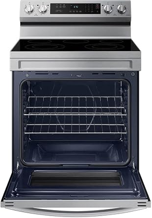 Samsung NE63A6311SS 30 6.3 cu ft Freestanding Electric Range with WiFi, Rapid Boil, 5Element Smoothtop, Self & Steam Clean Stainless Steel
